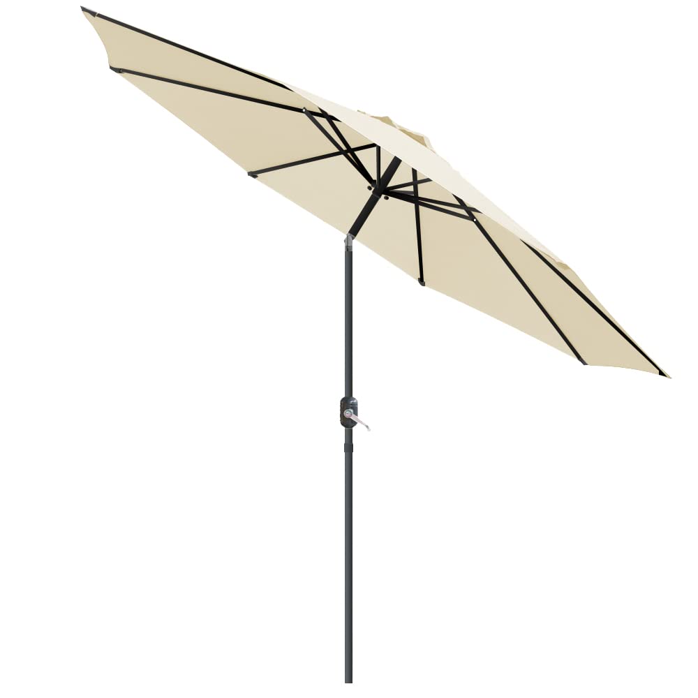 Blümme Cream 2.7M Tilting Garden Parasol Sun Shade Patio Outdoor Umbrella Canopy With Crank Handle