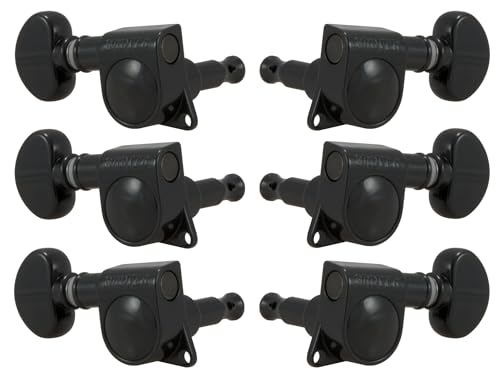 Mécaniques rotomatiques Grover 3+3 taille moyenne noir chromé clés de guitare