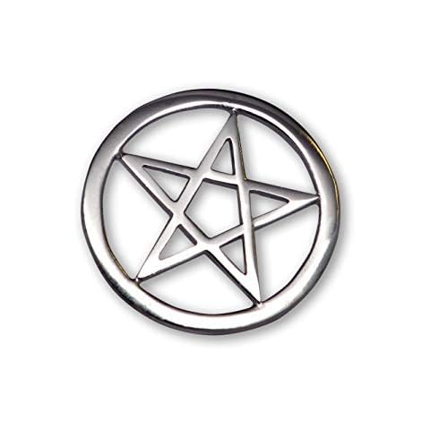 Pentacle Pentagram Jacket or Hat Pin Polished Silver Finish Pewter Cover