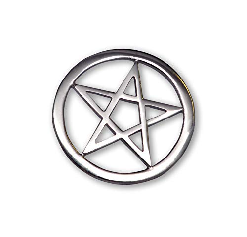 Pentacle Pentagram Jacket or Hat Pin Polished Silver Finish Pewter