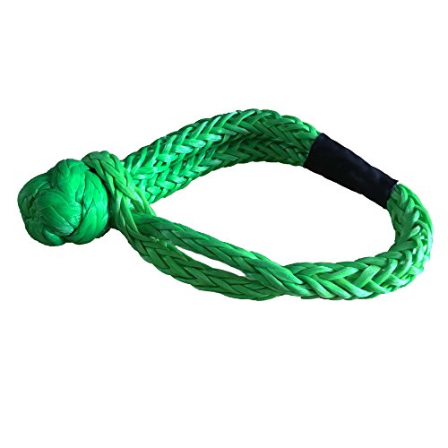 Image of UHMWPE 13 /32 inch Soft Shackle with Black Saft Guard Heavy Duty for 4 Off-Road ATV UTV Winch Ropes-Green Color