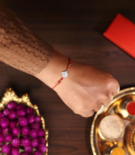 Image of Gargi by P.N. Gadgil and Sons 925 Silver Ganesha Rakhi | Gifts for Men and Boys | Rakshabandhan Rakhi for Brother | Rakhi for Boys & Men With Certificate of Authenticity
