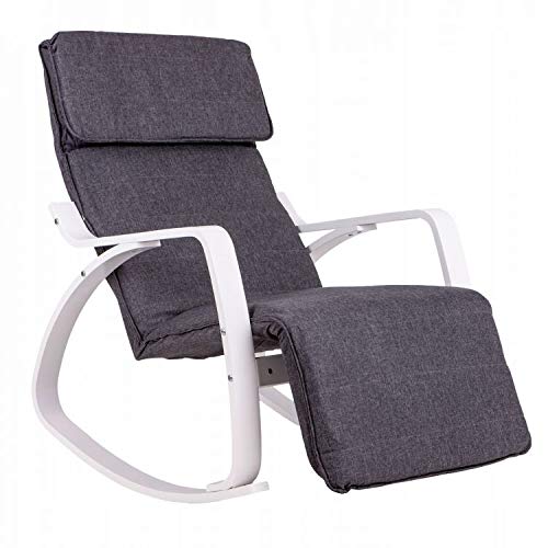 GOODHOME - Mecedora (regulable), color gris y blanco Cover