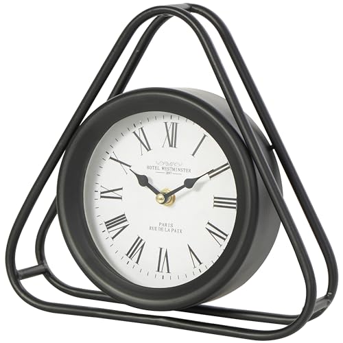 Deco 79 Metal Geometric Clock with Open Triangular Frame, 10″ x 3″ x 10″, Black