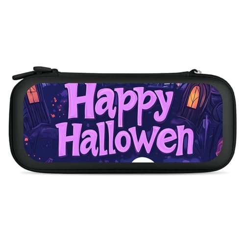 Halloween Themed Pattern Compatible with Switch Carrying Case Hard Travel Game Bag Pouch with 15 Games Accessories Black-style