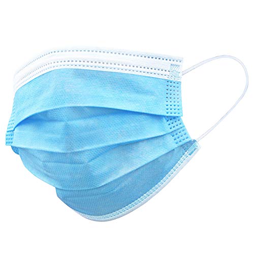 Disposable Face Masks, Pack of 50, 3-Layer Protection with Melt-Blown Fabric Filter, Skin-Friendly 3-Ply Masks with Elastic Earloops, Comfortable to Wear, for Adults