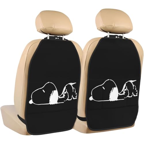 スヌーピー キックガード 車用 シートバックポケット 汚れ防止 収納ポケット 後部座席 カバー 小物入れ カー用品 2枚セット 汎用 取り付け簡単 AS161