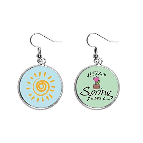 Pendientes de sol amarillo pintados a mano joyas artesanales de primavera