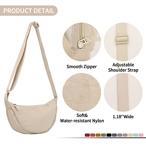nylon crescent crossbody bag for women purses trendy mensmall travel sling bag hobo