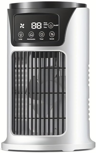 Miniatura 8 de Humidificador de aire acondicionado portátil, ventilador de luz de atmósfera, ventilador USB enfriador de aire acondicionado, función 3 en 1,