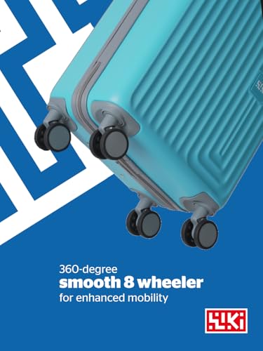 Image of Wiki Ripple 8 Wheel Hardside Polycarbonate Trolley by Wildcraft,Medium,Teal