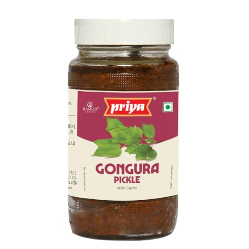 Priya Gongura Pickle with Garlic, 500g - Authentic Telugu Style A...