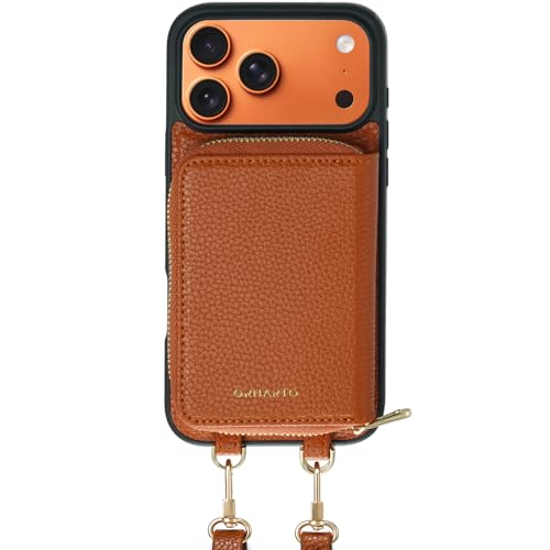 ORNARTO Magnetic Detachable Wallet Case for iPhone 17 Pro Max [Compatible with MagSafe] Crossbody Wallet Case with Card Holder Wrist Strap RFID Blocking PU Leather Wallet Phone Cover 6.9 Brown