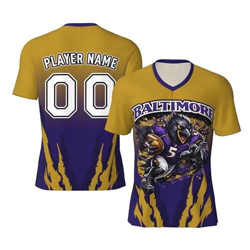 Kendt Custom Football Jersey Shirt with Name Number,Football Sports Fan Tee Shirts, Athletic Game Day T-Shirt, Idea Gifts for Football Lovers Men,Youth(Baltimore)