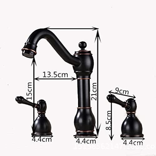 Mitigeur lavabo 3 trous noir patiné en laiton chic pour vasque rétro - 3