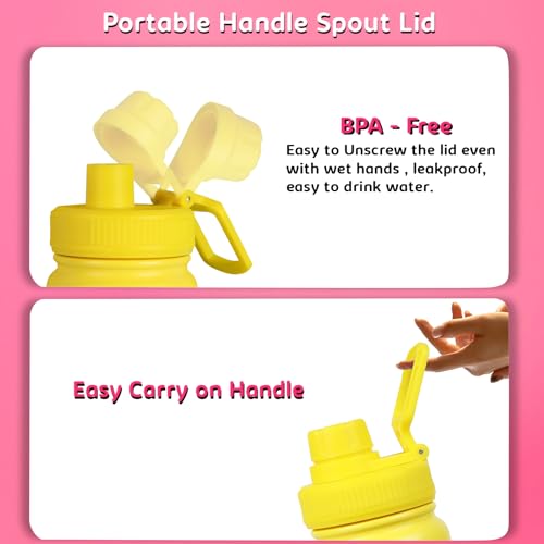 Image of Sizzle Element Stainless Steel Water Bottle 750 ML - Lightweight Leakproof Water Bottle with Powder Coating Finish - Dual Yellow-Pink Colour - For Kids & Adults