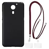 Shantime Case and Crossbody Lanyard Set Compatible with Umidigi Plus E Phone Cover and Adjustable Neck Strap with Metal Buckles and 2 Patches(Black + Red)
