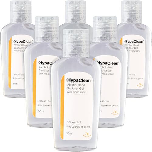 Safety First Aid Group HypaClean Antibacterial Alcohol Hand Gel 50ml Travel Size, Pack 6