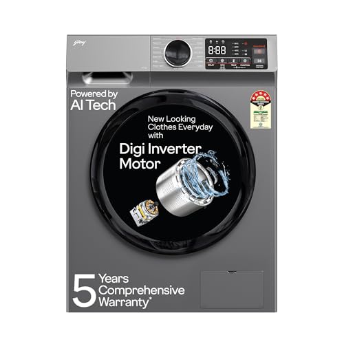Image of Godrej 10 Kg 5 Star, 5 Years Comprehensive Warranty, AI Powered, Steam Wash, Pause The Cycle, Digi Inverter Fully Automatic Front Load Washing Machine (WFEON CEL 1014 IEBT SLSR, Silver Stream)