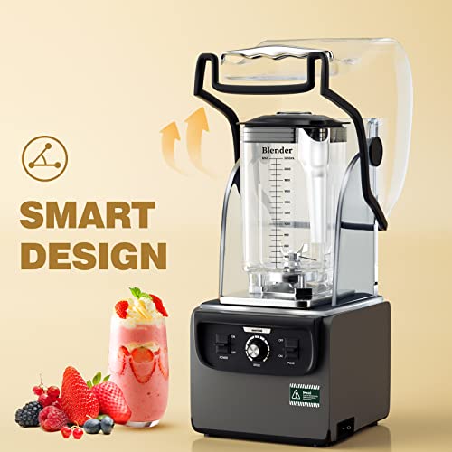 Wantjoin Commercial Quiet Blender for Kitchen, Smoothie Protein Shake Licuadora, Countertop Professional Electric Food Machine for Puree, Milkshake, Juice, Drink and Ice with Silent Cover 2200ml 1800W by WantJoin - Image 2