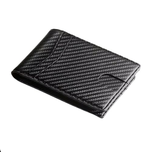 Polymarket Cartera Hombre RFID Slim Antirrobo con Diseño Tipo Fibra de Carbono, Billetera Compacta con Protección de Tarjetas, Ventana DNI y Acceso Rápido