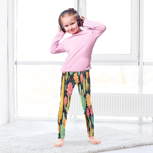 Bolaz Toddler Girls Leggings Printed Yoga Pants Leggings Yellow Green Cactus for Kids4
