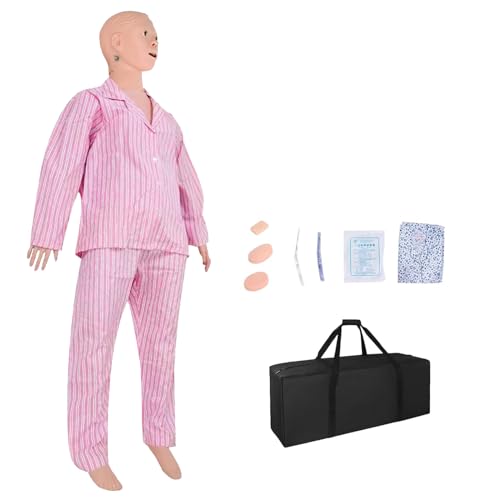 Patient Care Medical Manikin, 5.24ft Life Size Patient Human Model Multifunction Demonstration Mannequin with 3 Muscle Module & Patient Gown & Urinary Catheter for Teaching Pratice