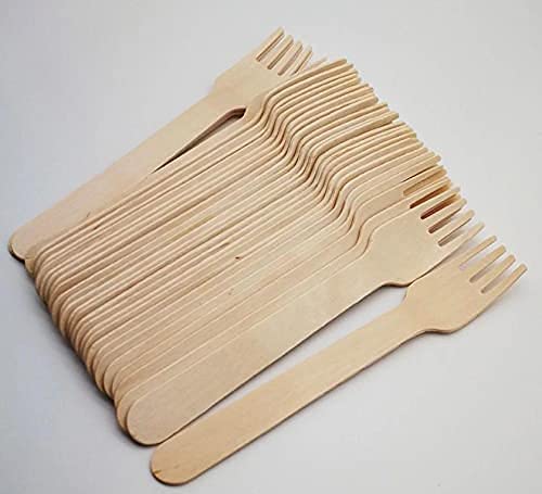 Eco-Home Disposable Wooden Forks for Home Use, 100% Biodegradable, Eco-Friendly Disposable Fork, Event Supplies, Party Supplies (50)