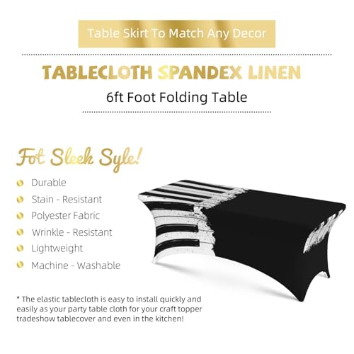 Housses de table extensibles rectangulaires EdWal imprimé piano 1,8m - 6