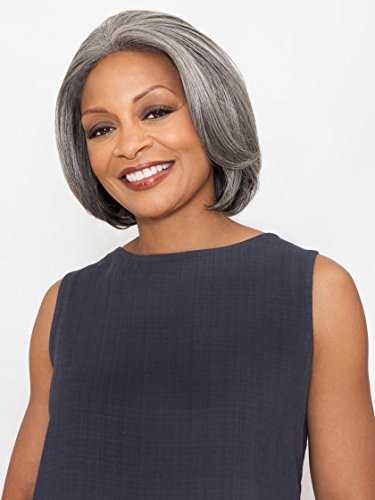 Jeanette Wig Color 3T280 - Foxy Silver Wigs Mid-Length Lace Front Straight Bob Cut Below Chin African American Bundle w/MaxWigs Hairloss Booklet