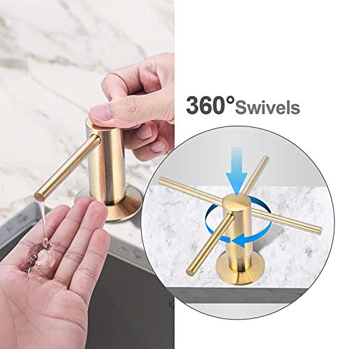 Samodra Sink Soap Dispenser, Metal Pump Head Liquid Lotion Countertop Kitchen Bathroom Soap Dispenser With 17 Oz Pet Bottle (Brushed Gold) #TOP2