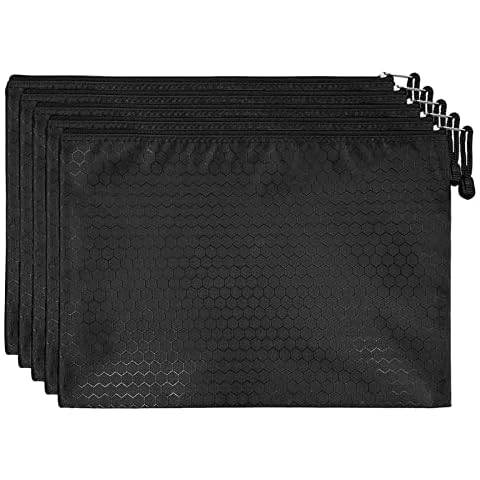 Bailinks A4 Size File Bags with Zipper,Black File Folders Waterproof Canvas Document Storage Pouch for School Business Office Stationery Document, Magazine,Cosmetics,Travel Accessories Organizer Cover
