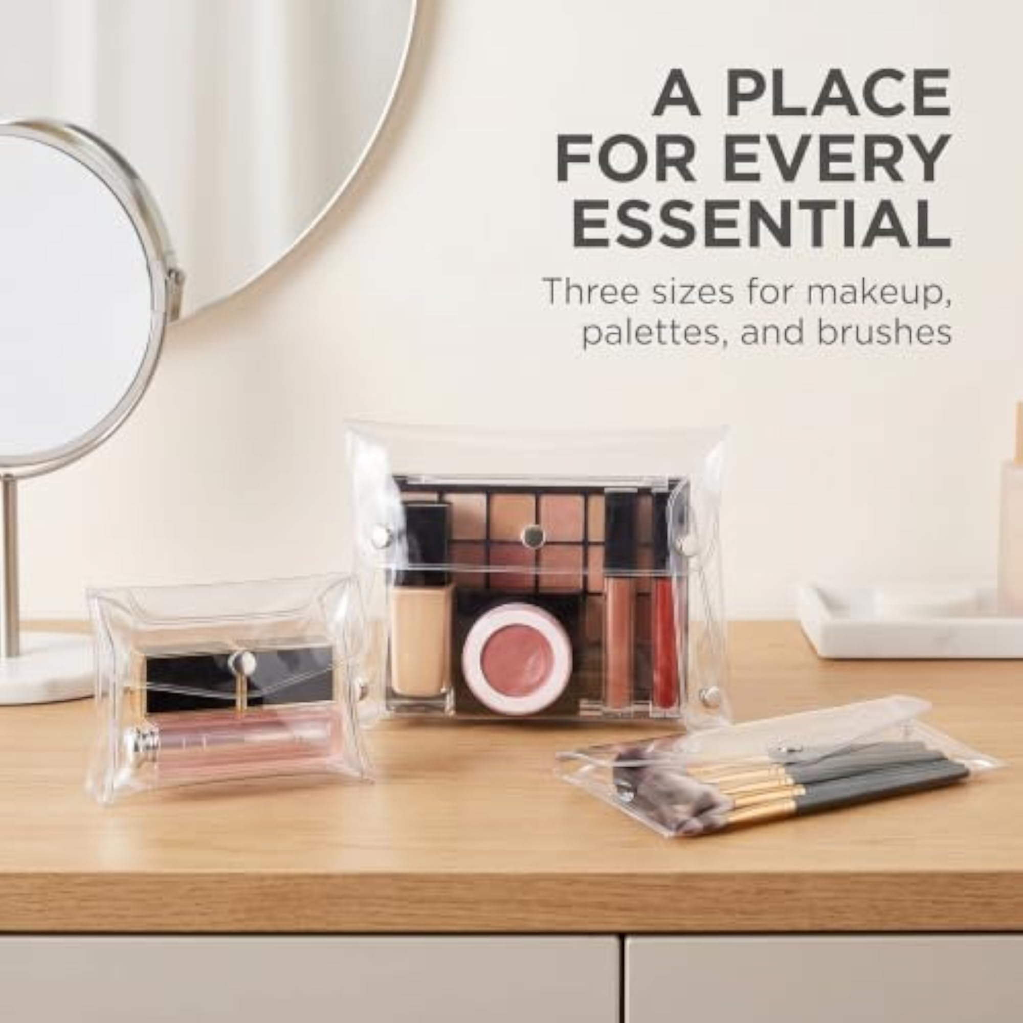 2Pcs Transparent Mini PVC Makeup Bag Set