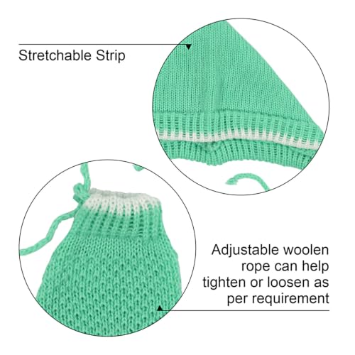 Image of Infants Woollen Sweater Set for Babies with Cap and Socks, Green, Long Sleeve, V-Neck, 3 to 6 Months, 3 Pcs Set