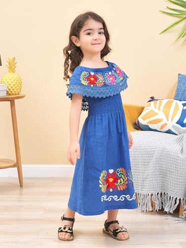 Image of Mexican Dress for Girls Traditional Vestidos Mexicanos Cinco de Mayo Embroidered Dresser Toddler Kids