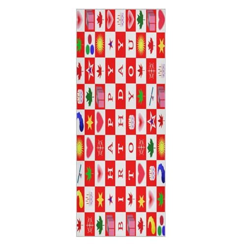 pnyoin Happy Birthday to You Yoga Towel,Hot Yoga Mat Towel with Grip Dots Sweat Absorbent Non-Slip for Hot Yoga, 24