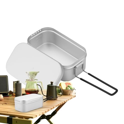 EKsma Contenedores for lonchera: contenedor de alimentos de aluminio plegable, vajilla portátil for acampar, contenedor de alimentos funcional, vajilla de aluminio for senderismo.(1400ml)