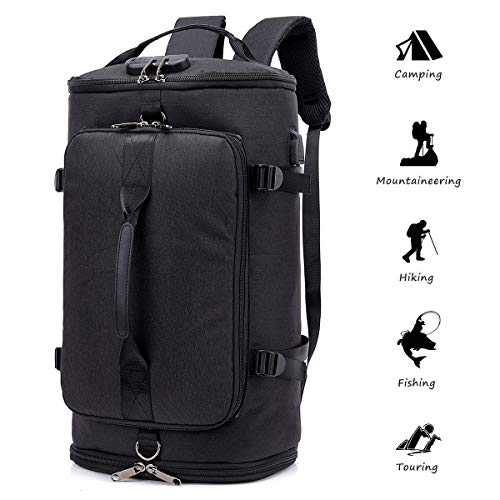 Travel Backpack, Outdoor Duffle Bag with Shoe Compartment, Waterproof Hiking Camping Rucksack for Men and Women. Anti Theft College Backpack/Book-Bag with USB Charging