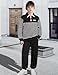 KANGKANG Kids Clothes, Boys Clothes Size 6 Two Piece Quarter Zip Collar Striped Sweatshirt Pullover Top and Solid Jogger Pants with Pocket Winter Fall Outfits Set