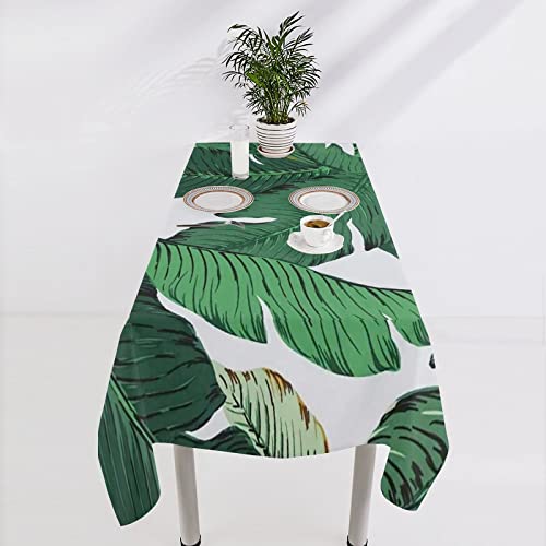 Abwaschbare Tischdecke Gartentischdecke Eckig Tischdecke Tischtuch Draußen Abwaschbar Tischdekoration Wasserdicht Ölbeständig für Drinnen und Draußen (Banana Leaves, 140 x 180 cm) Cover