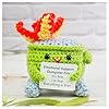 Contenedor de basura de ganchillo de apoyo emocional con tarjeta positiva, bonita decoración de habitación, juguetes de punto, divertidos amigos de apoyo de ganchillo, regalos para amigos (verde