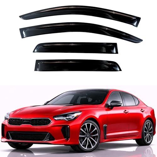 Image of KPY Rain Guards Fit for 2017-2023 Kia Stinger, Out-Channel Window Visors Vent Wind Deflectors 4PC, Car Accessories for 17-23 Stinger