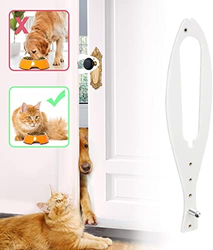 Cat Door Holder Latch, Adjustable Cat Door Latch Cat Door Stopper to Keep Dogs and Baby Out of Cat Litter Boxes and Food , Cat Door Alternative，Installs Fast Flex Latch Strap Cat Door，White