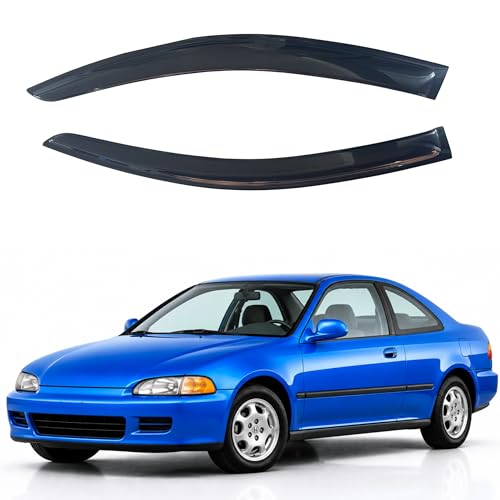 Image of IG Window Visors Fit for 1996-2000 Honda Civic Coupe, Out-Channel Rain Guards Vent Wind Deflectors 2PC, Car Accessories for 96-00 Civic (Coupe Only)
