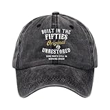 AMISENK Gorra de béisbol de algodón lavado con correa ajustable y diseño de los años cincuenta para una cómoda protección solar para todas las estaciones, gorro de algodón lavado, Negro, fifties