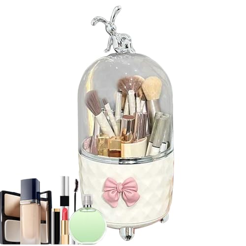 Portapennelli da trucco con coperchio, organizer per pennelli da trucco trasparente rotante a 360 gradi, custodia antipolvere, espositore cosmetico multi-fessura, torre di rangemen