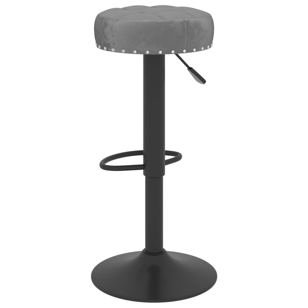 Lot de 2 tabourets de bar rembourrés en velours gris foncé, réglables en hauteur avec repose-pieds, pivotant à 360 degrés, cadre en acier revêtu par pulvérisation, idéal pour cuisine, salle à