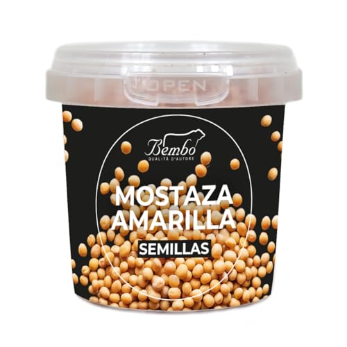 Semillas de Mostaza Amarilla Bembo 100g – Añade un Toque de Picante a Tus Platos – Envase Anti-Desperdicio, Anti-Oxidación, Reutilizable y Reciclable.