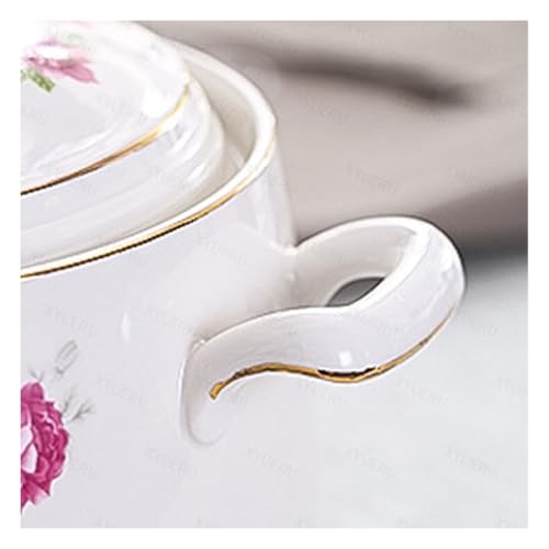 Tureen de cerámica redonda cuenco con tapa sopera decorativa cocina 5