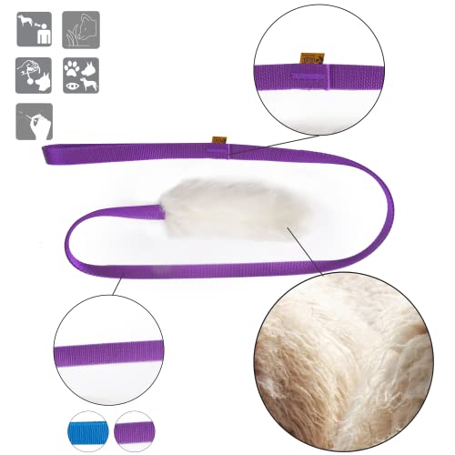 Dingo Hundespielzeug aus echtem Lammfell mit Griff Apporte Motivation Spiel Zerrspielzeuge Training Violetter Griff 15582